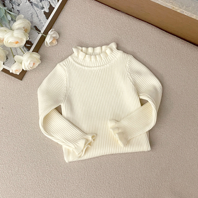 女童毛衣小童秋冬修身洋气半高领针织衫女孩子白色内搭打底衫新款