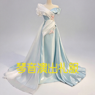 定制新款艺考美声独唱礼服高级感大气舞台主持民乐独奏古筝演出服
