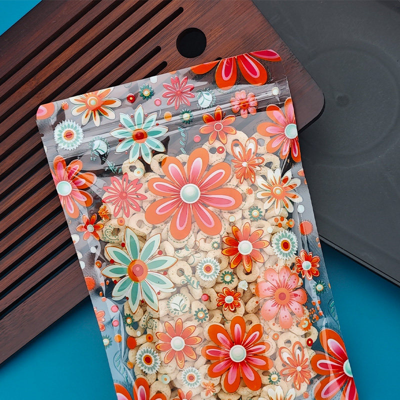 透明彩色花花包装袋干果零食自立自封密封袋食品级塑料袋订制特产