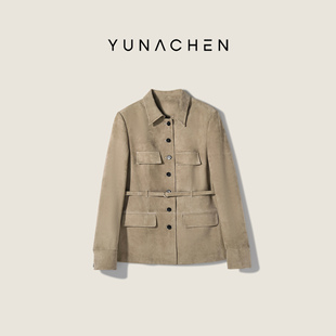 菠萝宝宝yuna 全羊皮定制沙色宾霸里布真皮皮衣XA17 南法牧场