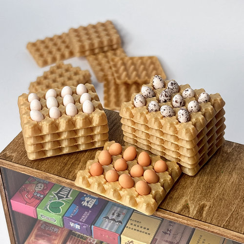 微缩娃屋拍摄道具 迷你鸡蛋蛋托模型 12分6分娃屋摆设 过家家玩具