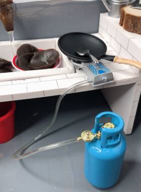 1:12 DIY迷你娃娃屋 配件 仿真煤气炉灶锅勺模型摆设不能真人使用