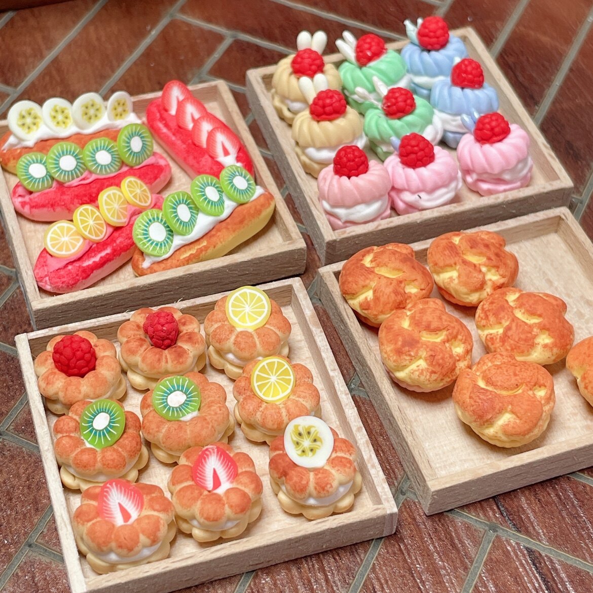 手工制作1到2厘米小点心纸杯蛋糕长面包小饼干微缩小泡芙不可碰水