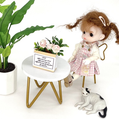 dollhouse微缩轻奢北欧风桌椅迷你模型1:12分过家家场景娃屋摆件