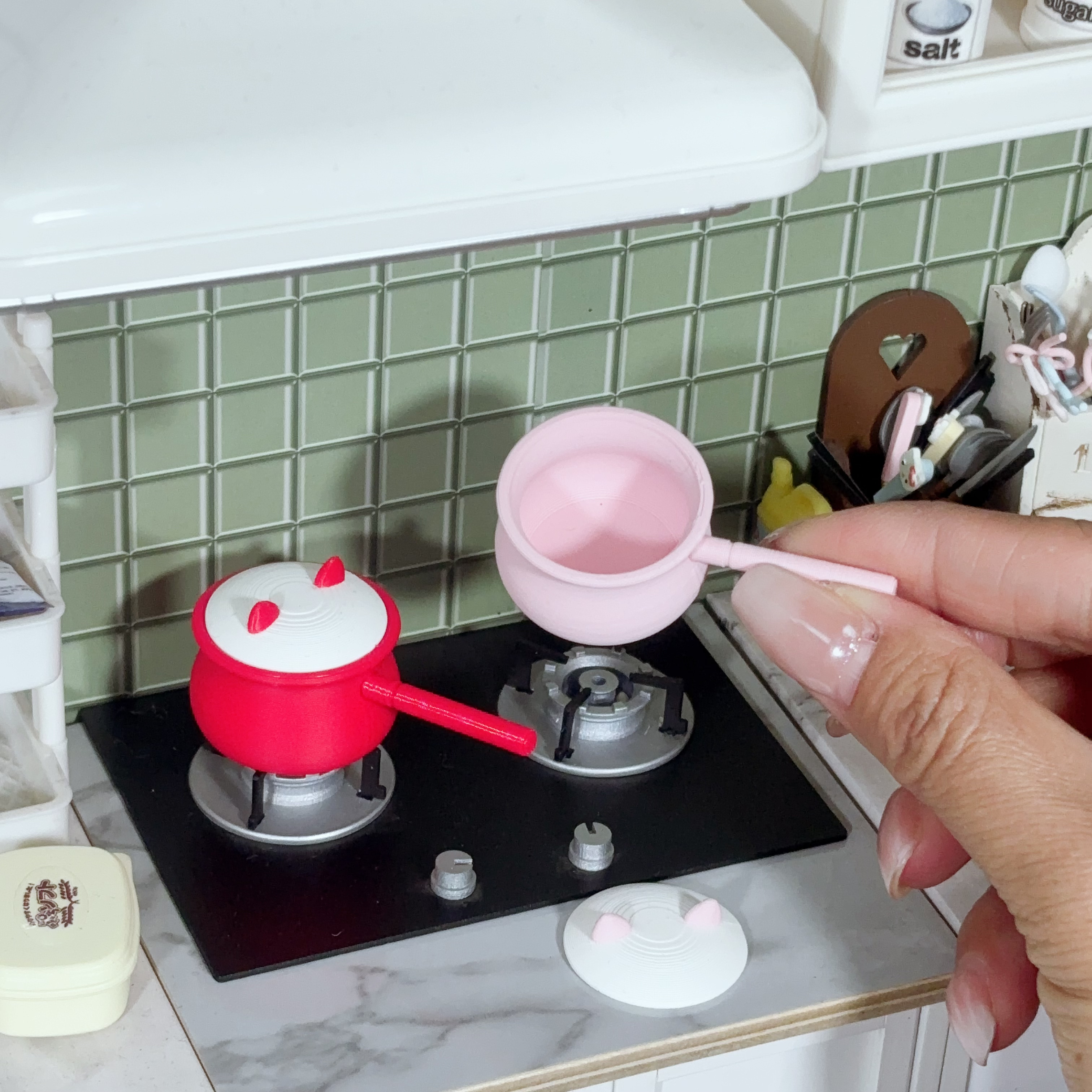 迷你仿真微缩奶锅模型摆件微缩食玩 小布bjd娃屋场景配件拍摄道具