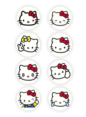 卡通可爱凯蒂猫HolleKitty表情贴纸儿童玩具手账装饰贴画500张/卷