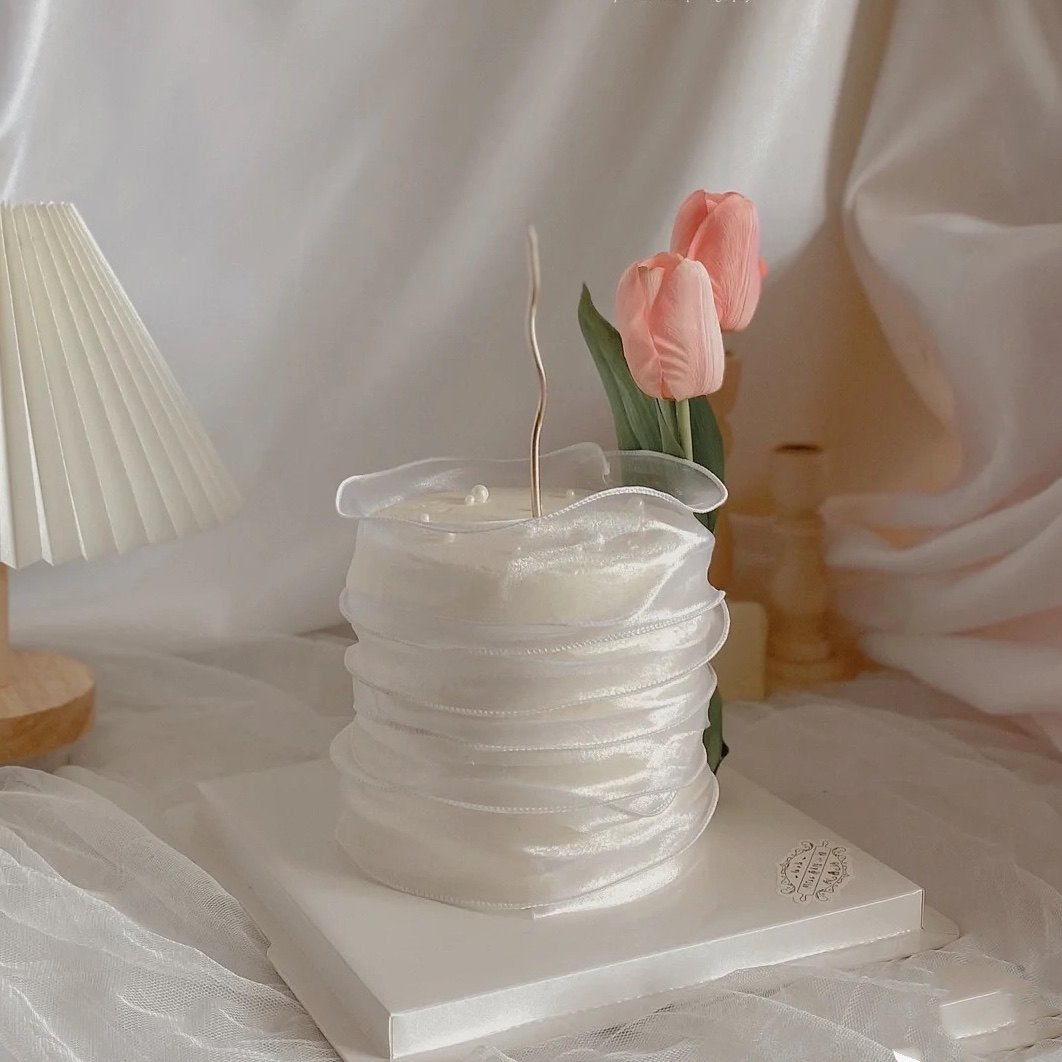 简约风丝带围边蛋糕鲨鱼尾蛋糕装饰丝带烘焙甜品台装饰配件