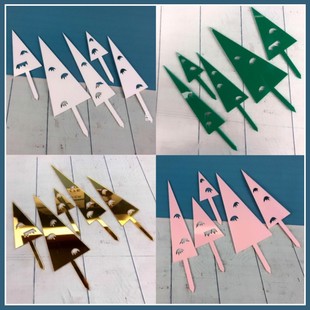 枫树林亚克力生日蛋糕装饰插件三角形亚克力蛋糕配饰派对烘焙甜品