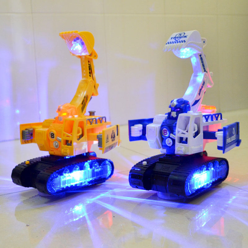 어린이 전기 굴삭기 장난감 자동차 소년  음악 빛 유니버설 엔지니어링 차량 불도저 변형 장난감