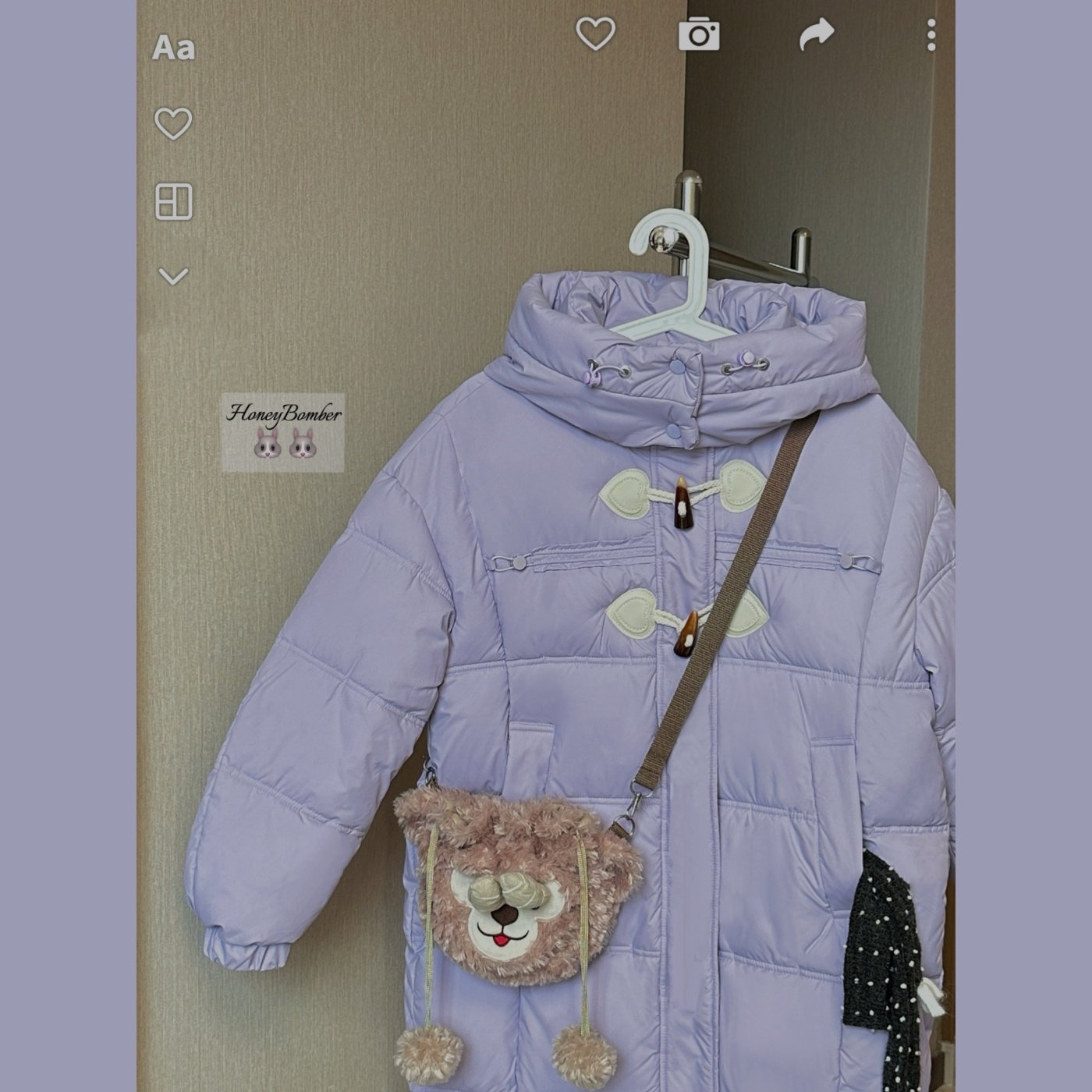 甜心轰炸机秋冬季黑色连帽毛领牛角扣棉服女中长款加厚棉衣外套