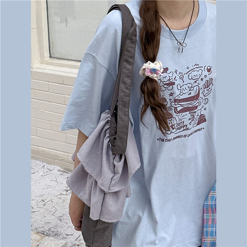XG盐系甜酷少女感紫色Y2K短袖T恤