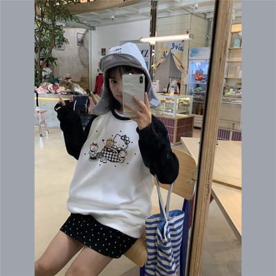 kt猫卡通格子kitty卫衣外套上衣