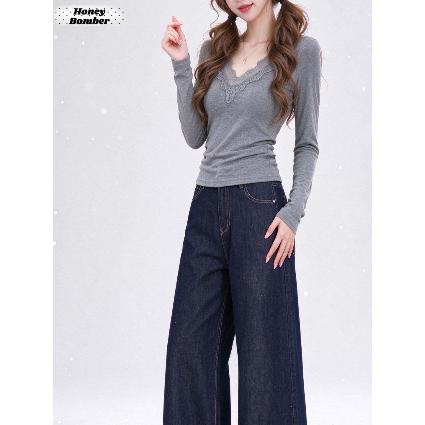 甜心轰炸机蕾丝打底衫修身