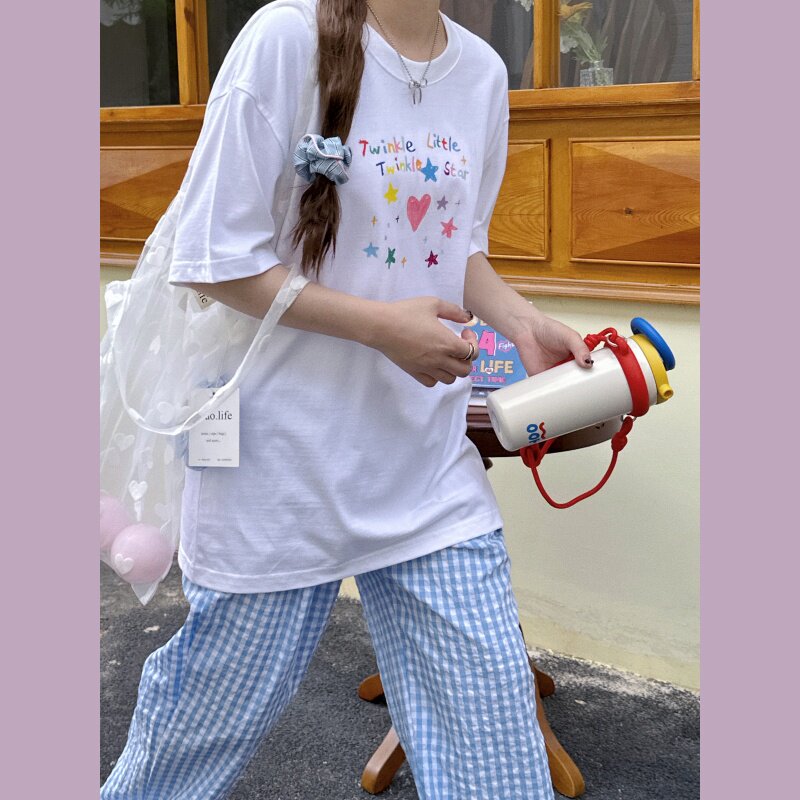 美式复古多巴胺图案短袖T