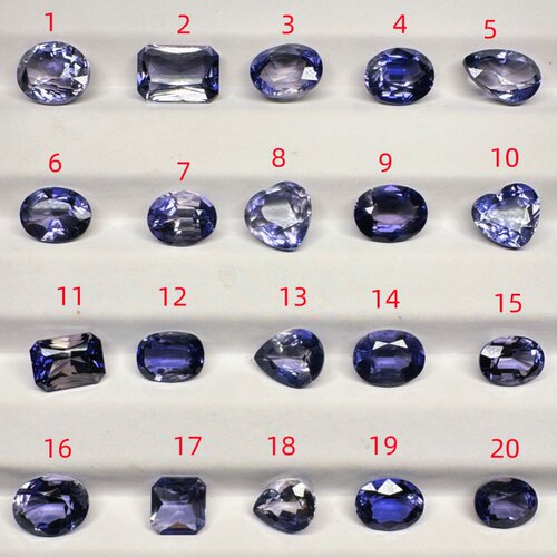 天然堇青石裸石刻面宝石 二色石稀有40/克拉起产地非洲心形水蓝宝