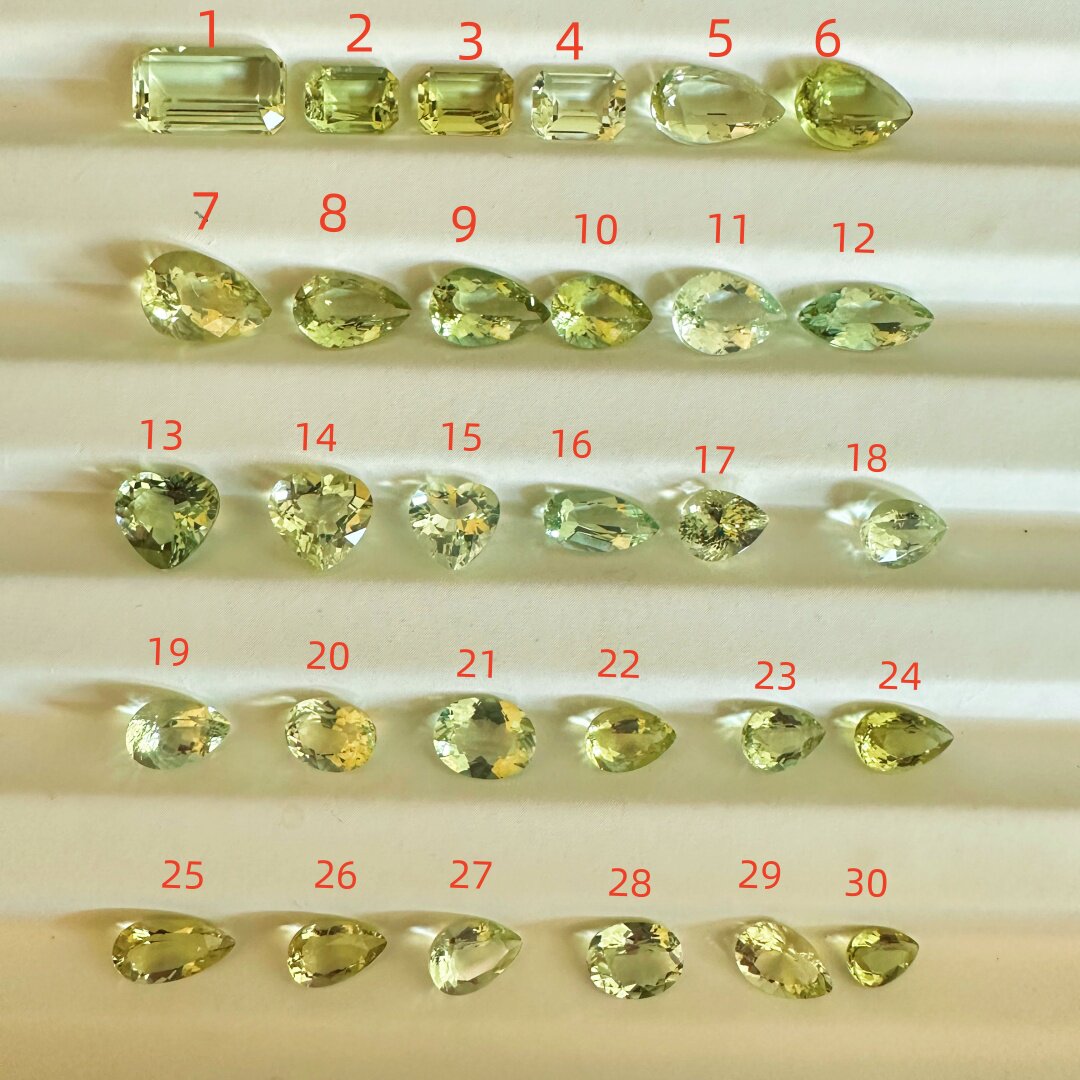 天然精品莫桑比克金绿色海蓝宝裸石戒面水滴爱心70/克拉c4绿柱石