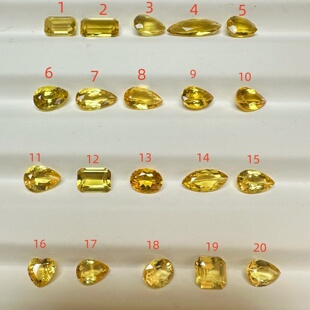 天然精切金丝雀黄色海蓝宝裸石戒面80/克拉心形水滴方形绿柱石