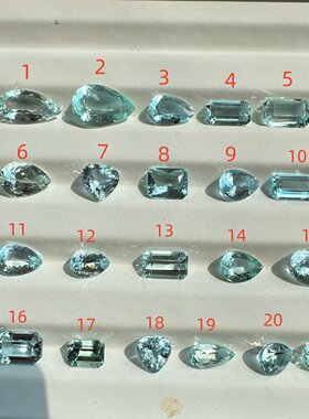 天然精切海蓝宝裸石戒面吊坠
