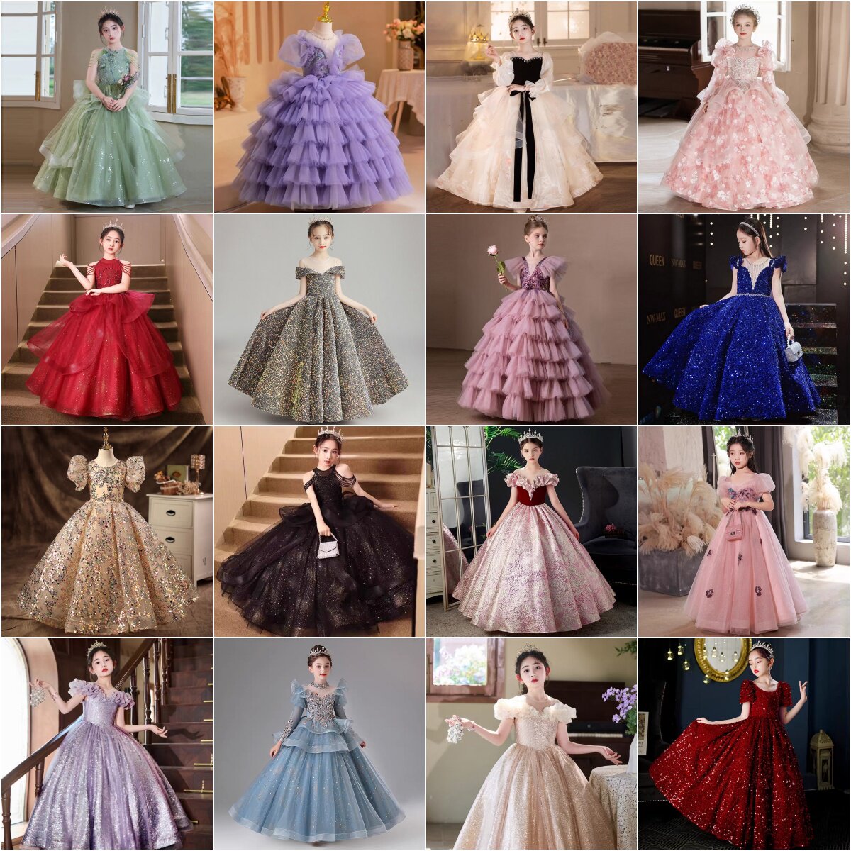 出租儿童礼服女童公主裙高端钢琴主持人晚礼服模特走秀演出服租赁