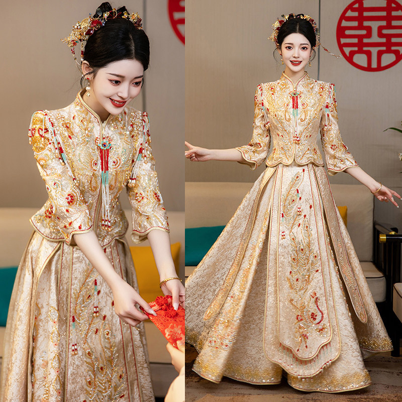 出租金色秀禾服新娘婚服高档重工中式结婚嫁衣敬酒服出阁服女租赁,女装/女士精品,秀禾服,淘宝优惠券,粉丝福利购,淘宝优惠卷