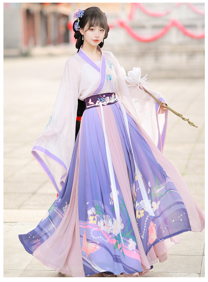 租汉服紫韵晋制交领齐腰显瘦仙气襦裙飘逸超仙演出漫展走秀古装