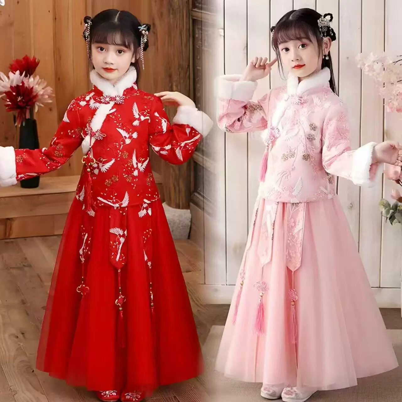 出租儿童2024新款加绒中国风汉服