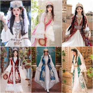 出租新疆维吾尔族服装少数民族异域风旅拍喀什公主舞蹈演出服租赁