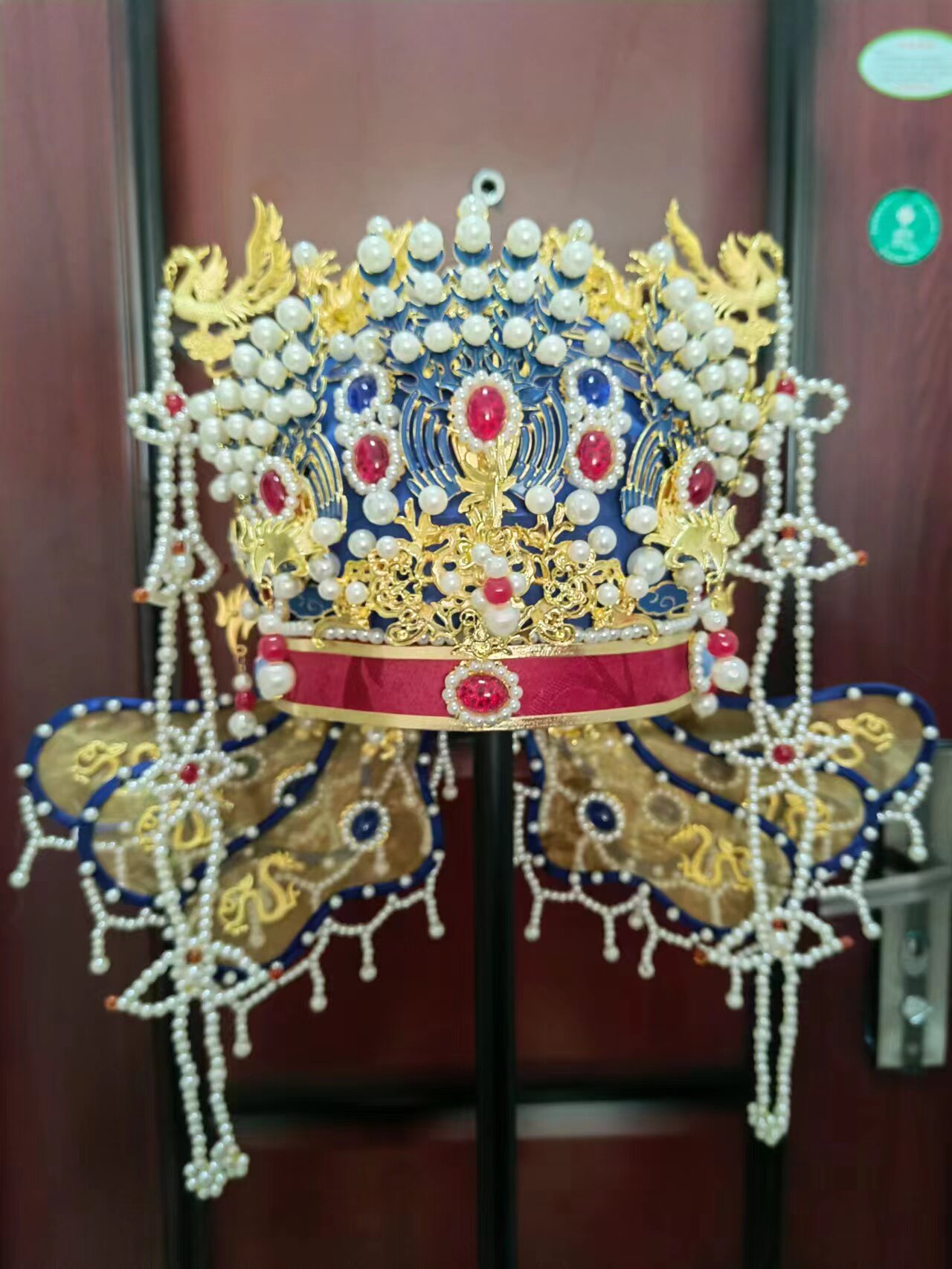 凤冠出租传统中式婚礼新娘头饰烧蓝仿点翠六龙七凤古风皇后发冠