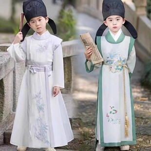 儿童汉服出租中国风运动会书生朗诵唐朝演出服装男童李白古装租赁