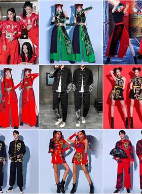 出租爵士舞蹈服女团街舞打歌服学生运动会开幕红色国潮演出服租赁