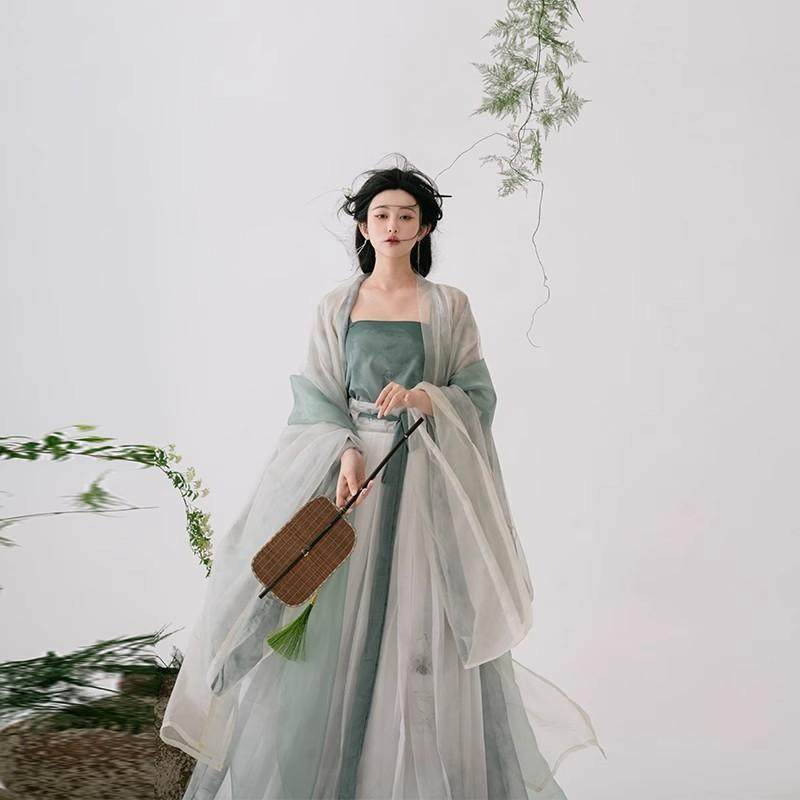 租对襟大袖长衫仙气女装古风汉服