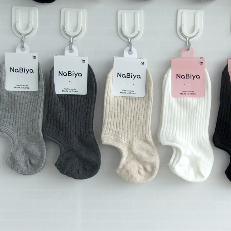 韩国进口纯色女袜子夏季纯棉浅口短袜简约硅胶防滑不掉跟隐形船袜
