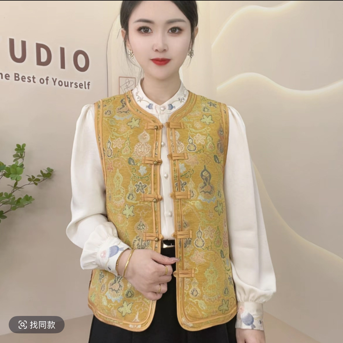 26春~新中式国风马甲外套织锦提花复古风气质坎肩春秋马夹背心女