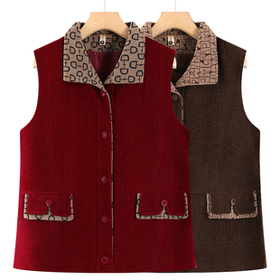 2025妈妈装春秋马甲外套中老年人休闲宽松背心坎肩二八月马夹上衣