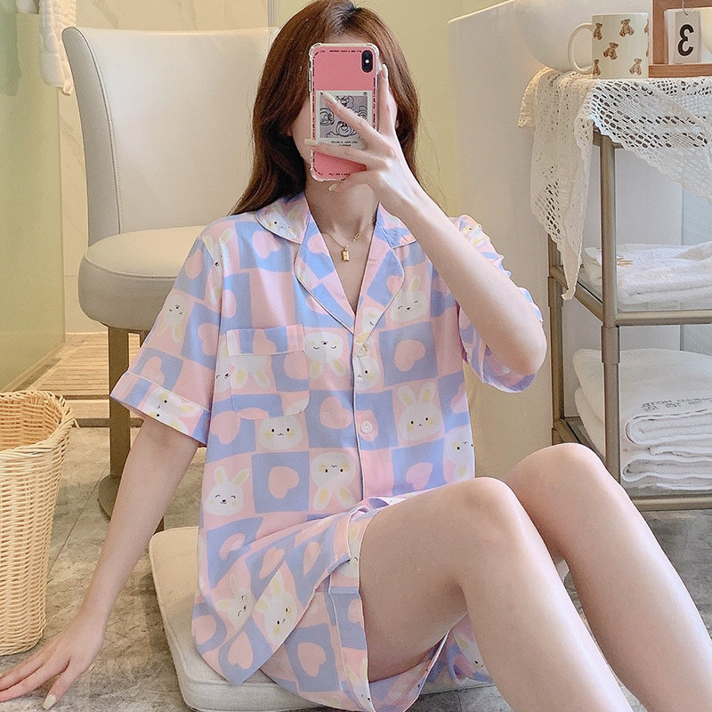 棉绸睡衣女夏天小清新短袖短裤家居服日系格子甜美少女绵绸套装薄,女士内衣/男士内衣/家居服,睡衣/家居服套装,淘宝优惠券,粉丝福利购,淘宝优惠卷