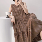 无袖 棉绸睡衣人造棉可外穿高级感度假风长裙碎花连衣裙 睡裙女夏季