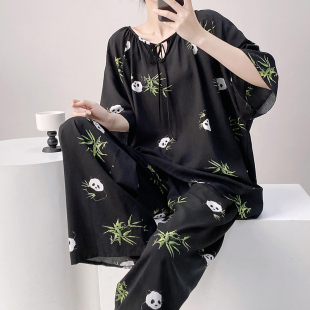 慵懒风家居服可外穿套装 2025新款 宽松加大码 棉绸睡衣薄款 女春夏季