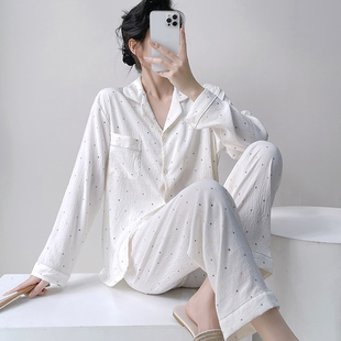 日系彩色圆点睡衣女款2024春秋云朵棉长袖开衫甜美学生可爱家居服