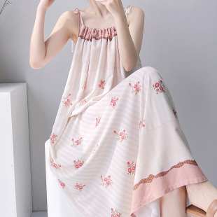 2026新款碎花吊带棉绸睡裙女夏薄款可外穿家居服甜美温柔风连衣裙