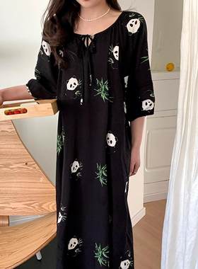 新中式国风棉绸睡裙连衣裙