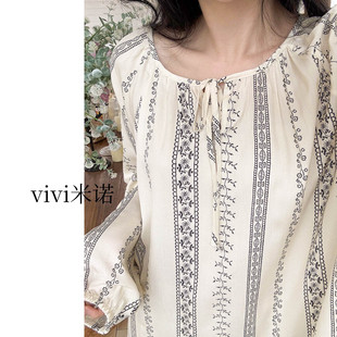 可外穿宽松大码 2026新款 国风家居服套装 棉绸睡衣女春夏季 系带长袖