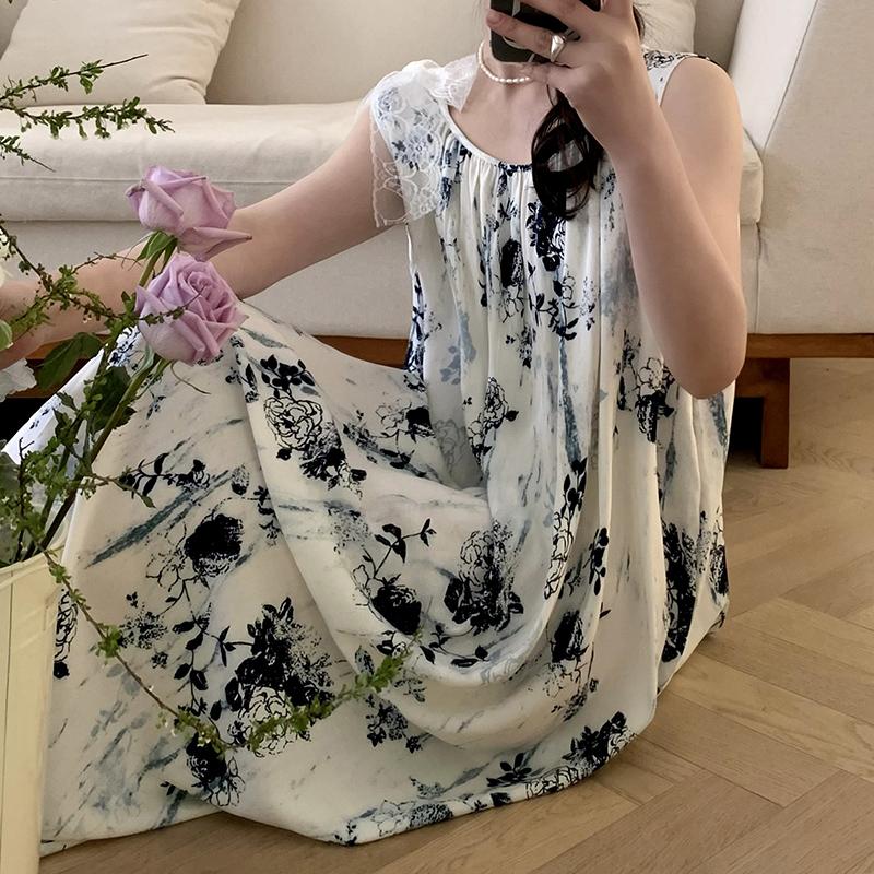 背心睡裙女春秋夏棉绸布吊带长款夏连衣裙性感家居服高级感绵绸裙