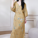 可外穿家居服甜美少女系带连衣裙新中式 裹系棉绸睡裙女夏季 薄长裙
