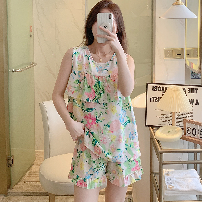 女士棉绸防凸点大花睡衣