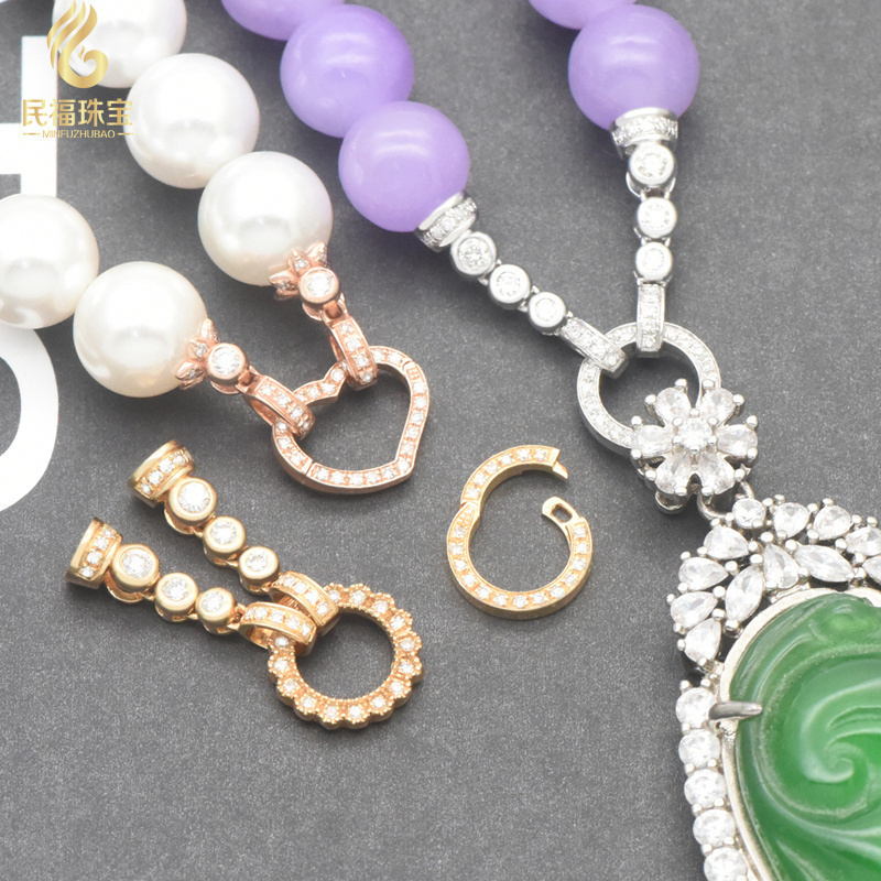 珍珠项链翡翠珠链18K金项链扣头