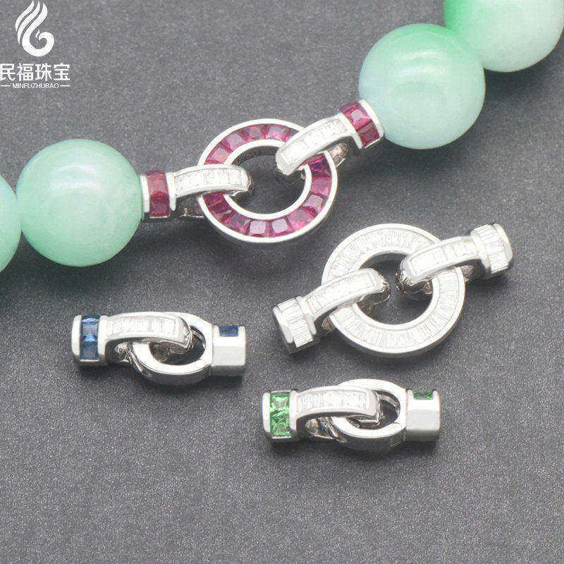 18K金珠链配件珍珠项链翡翠豪华珠链扣手链AU750珠帽连接扣红宝石