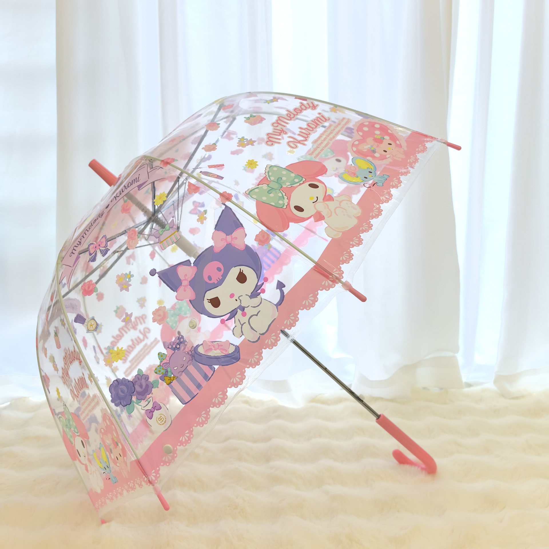儿童雨伞ins新款外贸日单库洛米皮卡丘艾莎透明自动女孩晴雨两用