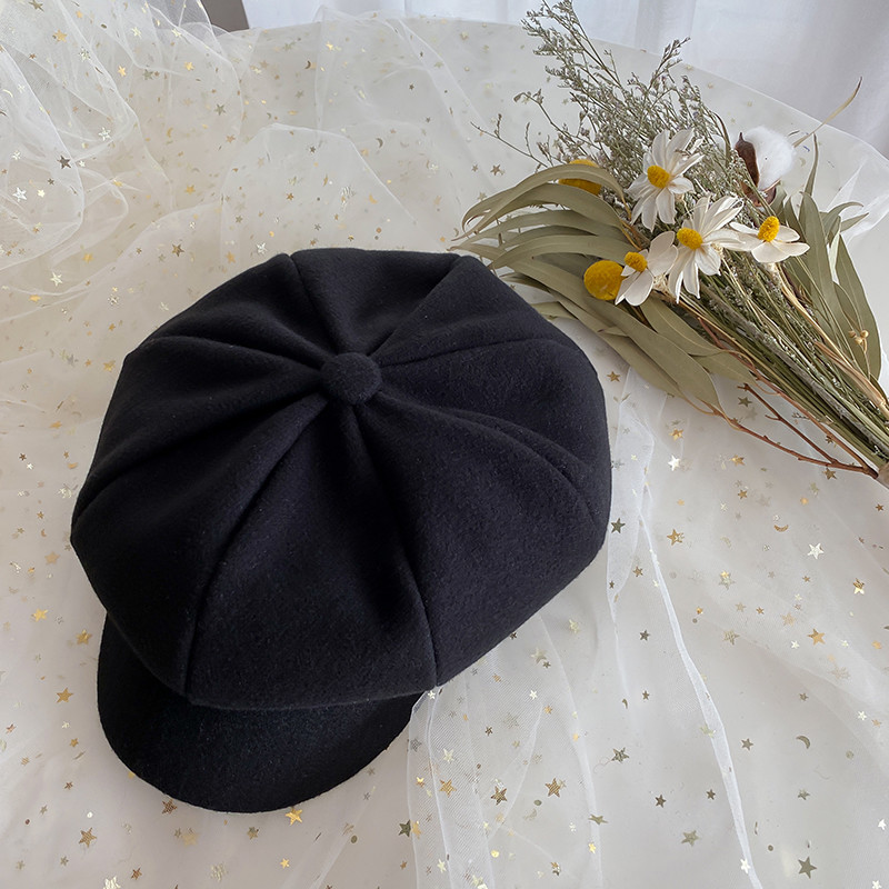 Real shot - real price wool white antique duck tongue octagonal Hat Winter art all kinds of warm painter hat newspaper