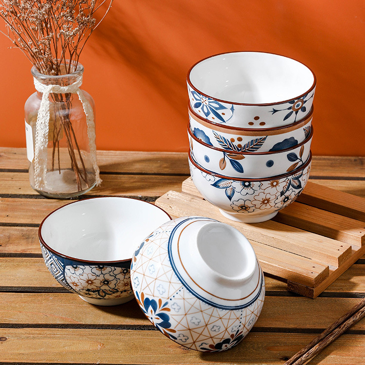 手绘陶瓷碗家用2025新款高颜值米饭碗汤碗餐具套装吃饭碗小碗日式