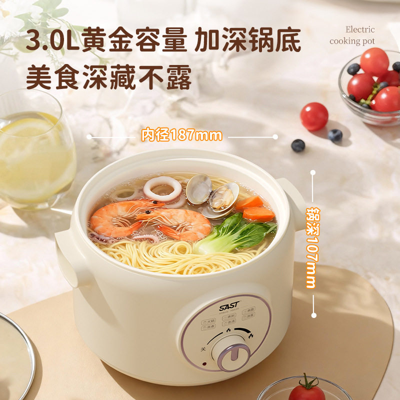 多功能电煮锅电热锅煮粥煲汤炖肉小火锅珐琅陶瓷釉不粘内胆带蒸笼